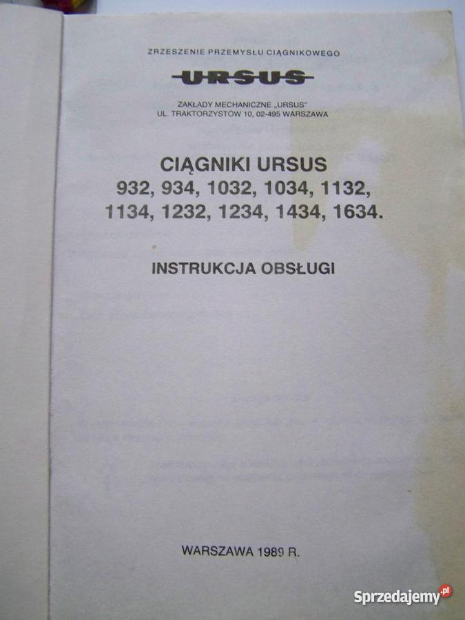 Instrukcja Ursus 932 934 1032 1034 1132 1134 123 Części