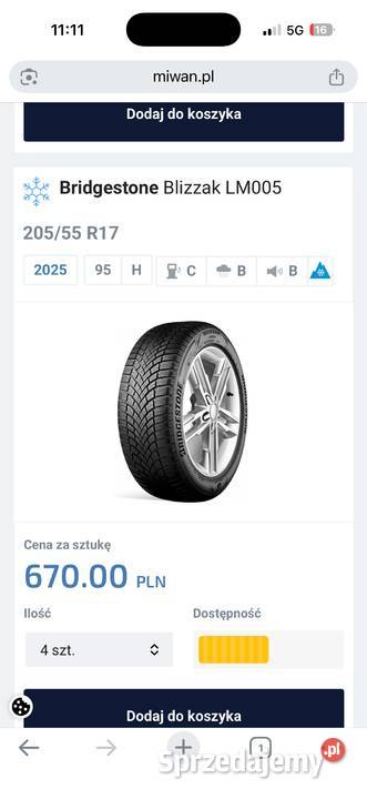 Opony Brygiestone 205 55 r17 komplet super 4 Białystok sprzedam