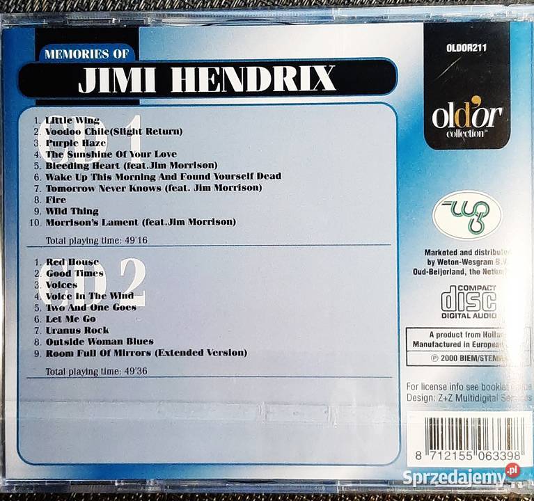 ZnakomiPolecam Album 2X CD JIMI HENDRIX Memories Gdańsk