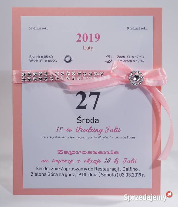 Zaproszenie na urodziny Kartka Kalendarz Spirala Zielona Góra