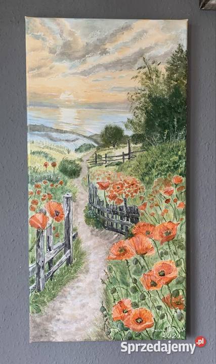 Obraz ręcznie malowany Maki drodze Kalisz