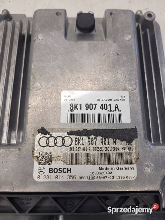 KOMPUTER STEROWNIK SILNIKA AUDI A4 B8 8K1907401A Układ elektryczny, zapłon Przystajń