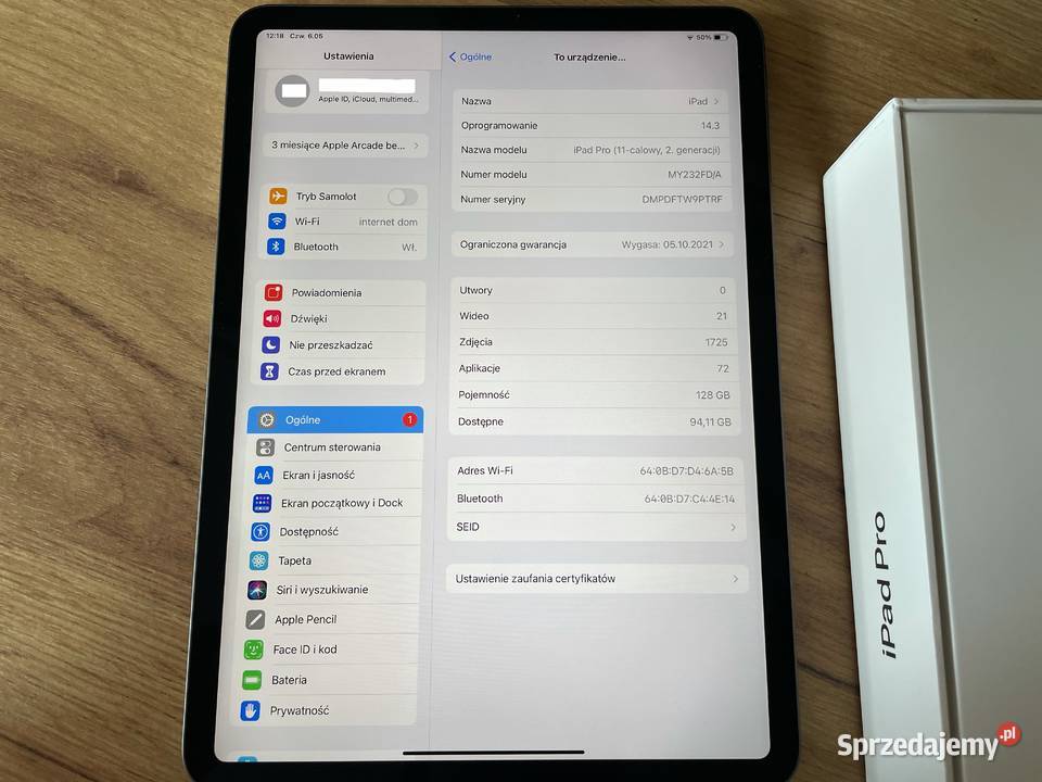 iPad Pro 11 128GB 2020 Space Gray gwarancja Jarosław sprzedam