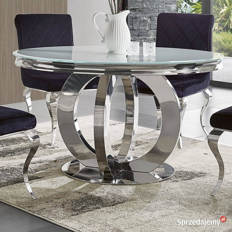 Stół glamour Dallas okrągły blat marmur stolik 75cm Warszawa