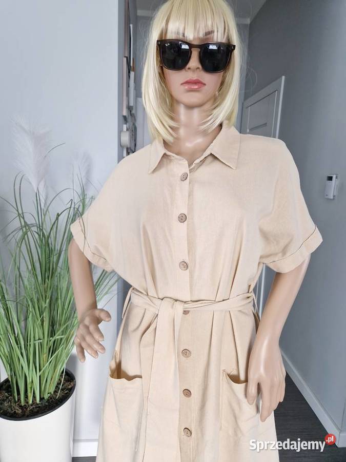 Beżowa sukienka szmizjerka Moda i Styl Nowogard sprzedam