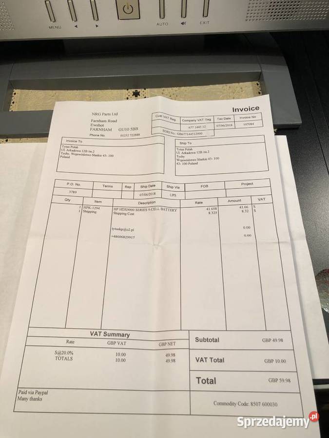 Hewlett Packard HP HDX9000 9 Cell Lithium Ion Tychy