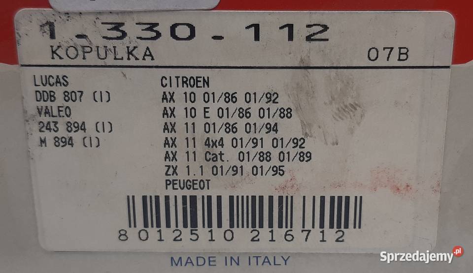 KOPUŁKA ZAPŁONU CITROEN AX ZX PEUGEOT 106 205 Mielęcin sprzedam