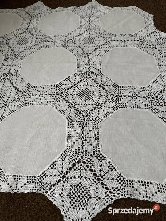 obrus szydełkowy rękodzieło wysokiej jakości biały Zabrze
