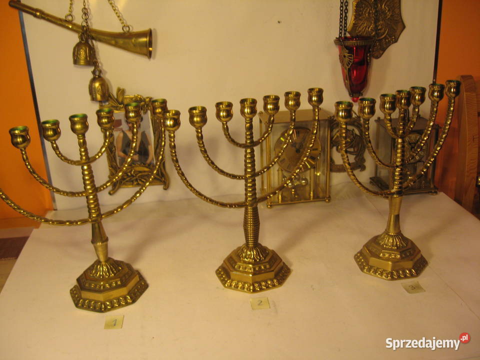 Mosiężny świecznik menora Mosiądz Kolekcja Poznań