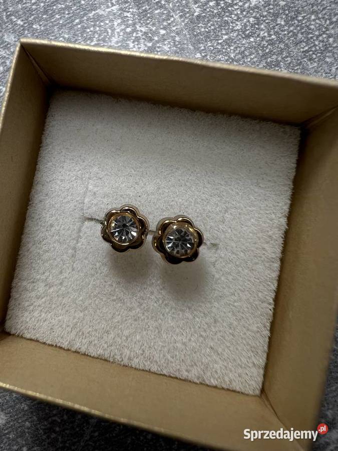Kolczyk złoty z diamentem kwiat kwiatek Jasło