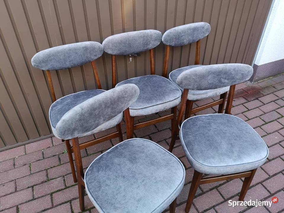 Krzesła PRL Hałas Stare Komplet 5 Sztuk Swarzędz