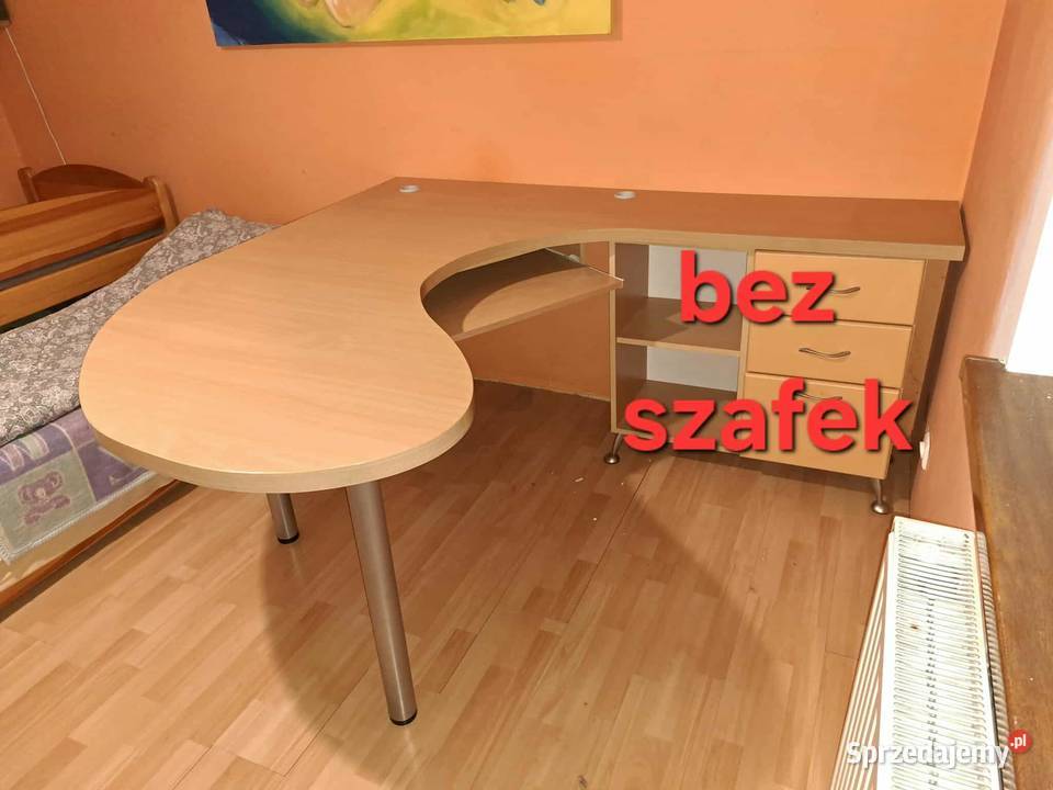 Biurko duże gruby blat półkole buk półka Złotniki Kujawskie