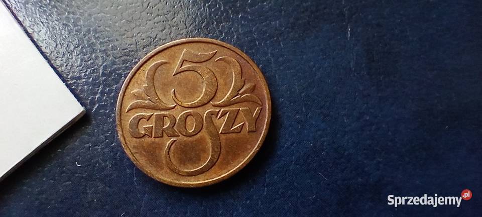 Stare monety 5 groszy 1937 2RP Polska piękna Lesko