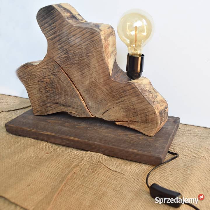 Lampa z plastra drewna loft japandi wabisabi 1 Lampy stołowe i nocne