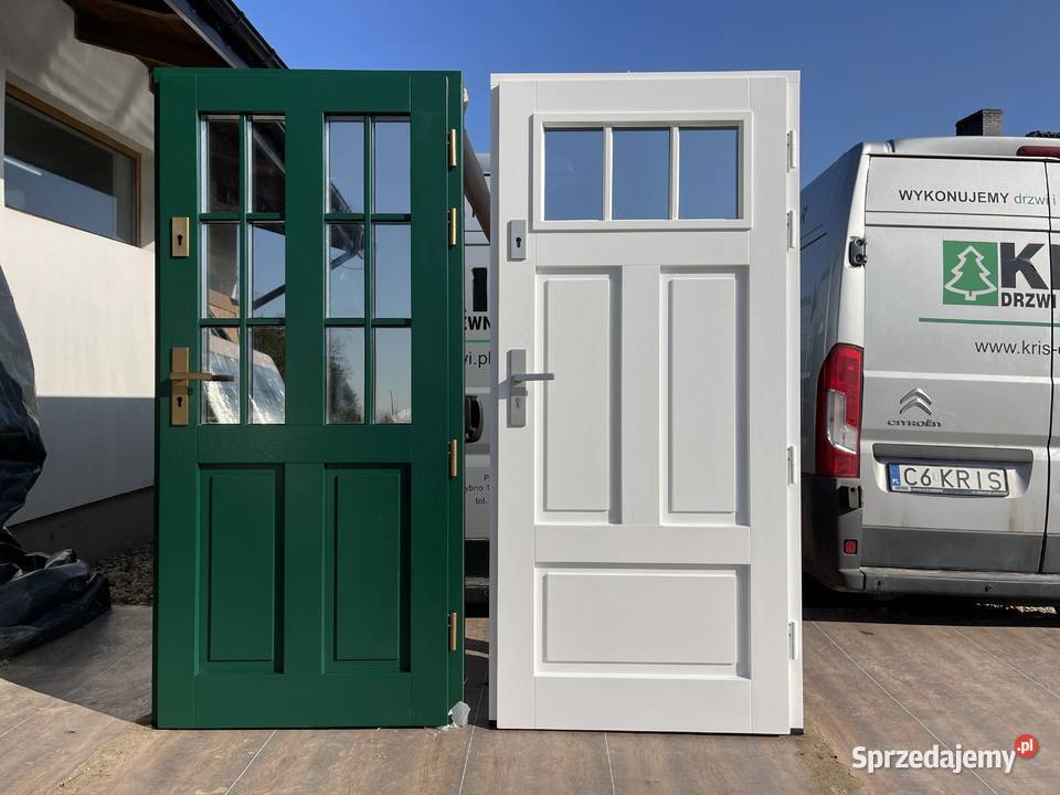 Drzwi drewniane zewnętrzne nietypowe 99x225 Drewno Grzybno