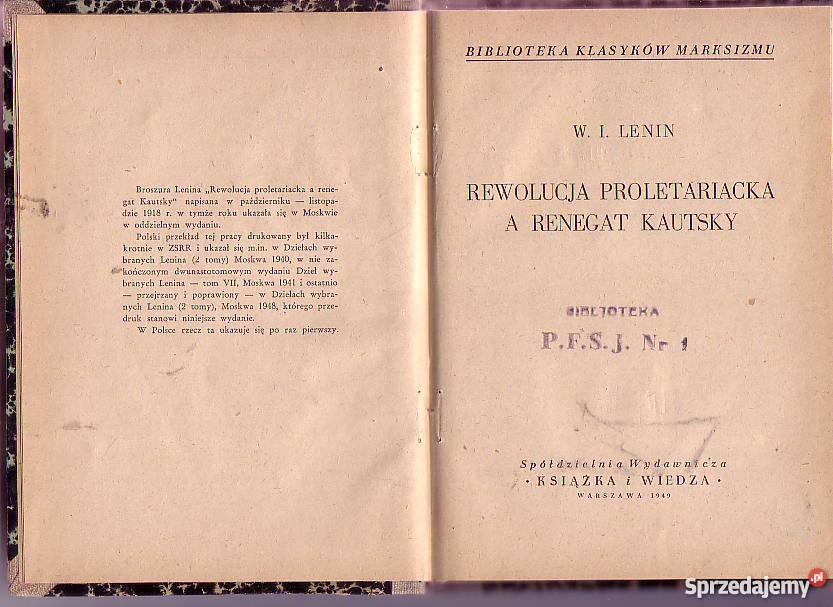 5678 REWOLUCJA PROLETARIACKA A RENEGAT KAUTSKY W politologia, stos. międzynarodowe Książki naukowe i popularnonaukowe
