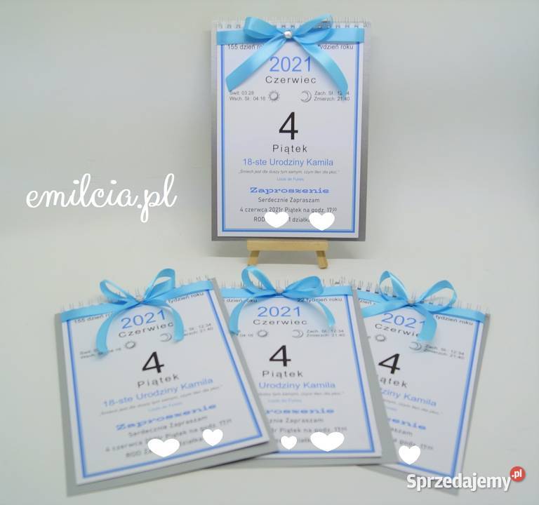 Zaproszenie na urodziny Kartka Kalendarz Spirala Pozostałe