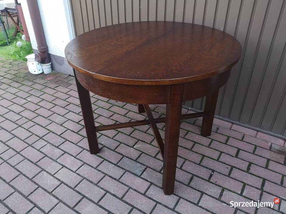 Stół ArtDeco Dębowy Rozkładany Okrągły 100 Swarzędz