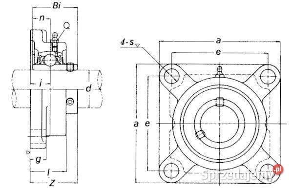 Łożysko z obudową czworokątne kompletne UCF211