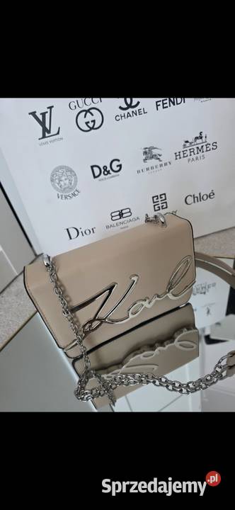 Torebka beżowa Karl LAGERFELD srebrne dodatki Gdańsk