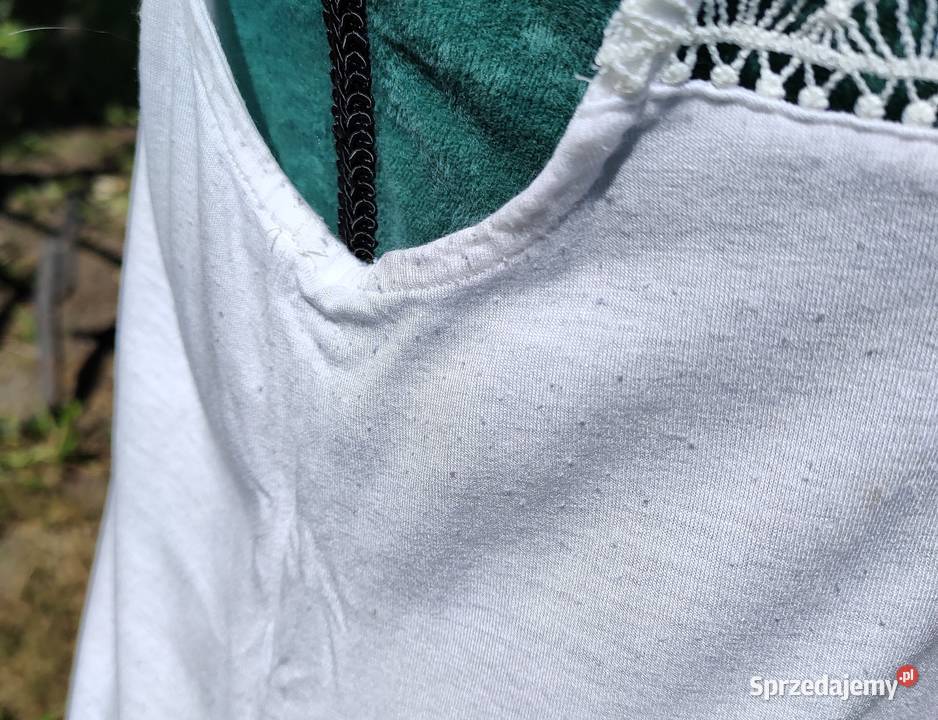 Biała bluzka HM L 40 wiskoza koronka top H&M Szczecin