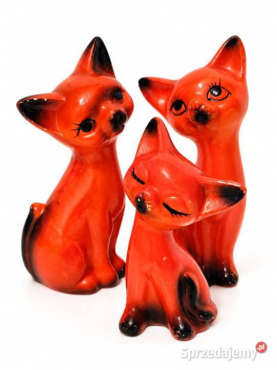 Unikatowy zestaw 3 figurek retro Koty Vintage sprzedam
