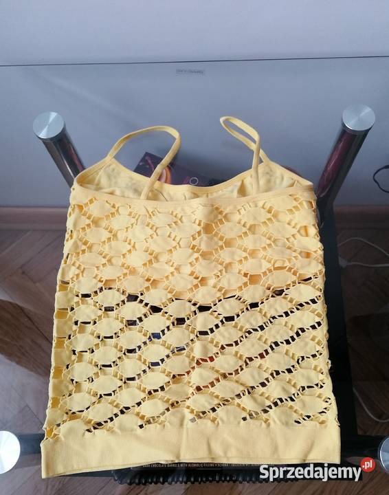 NOWY ŻÓŁTY TOP NA RAMIĄCZKACH DUŻE OCZKA RLXL Łódź
