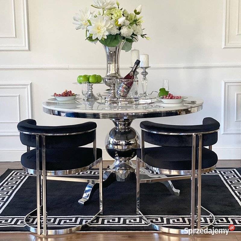 Krzesło glamour czarne półokrągłe na stalowych Warszawa