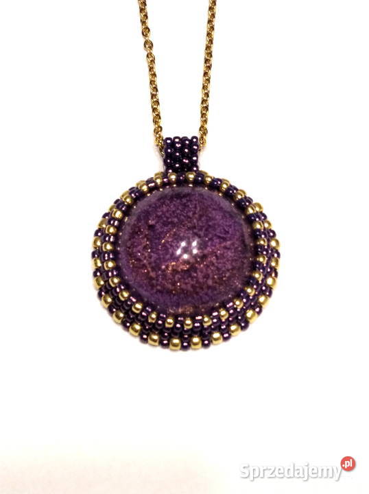 WISIOREK FIOLETOWOZŁOTY Z ŻYWICĄ Naszyjniki Warszawa