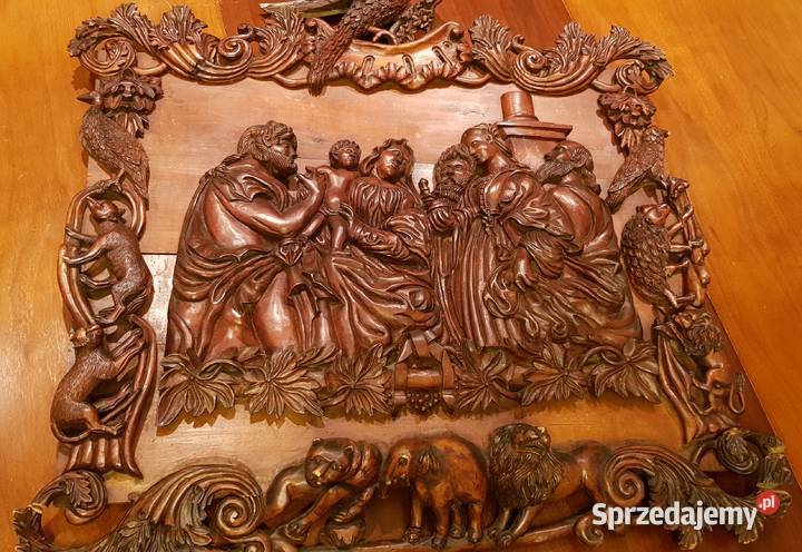 Rzeźba figura drewno Święta Rodzina Trzej Orneta sprzedam