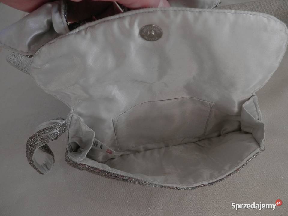 Torebka Wieczorowa z Koralików w stylu Art Deco szary/srebrny Łomża sprzedam