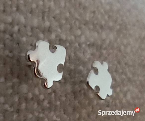 Nowe małe srebrne kolczyki próba 925 puzle Uniseks Dodatki