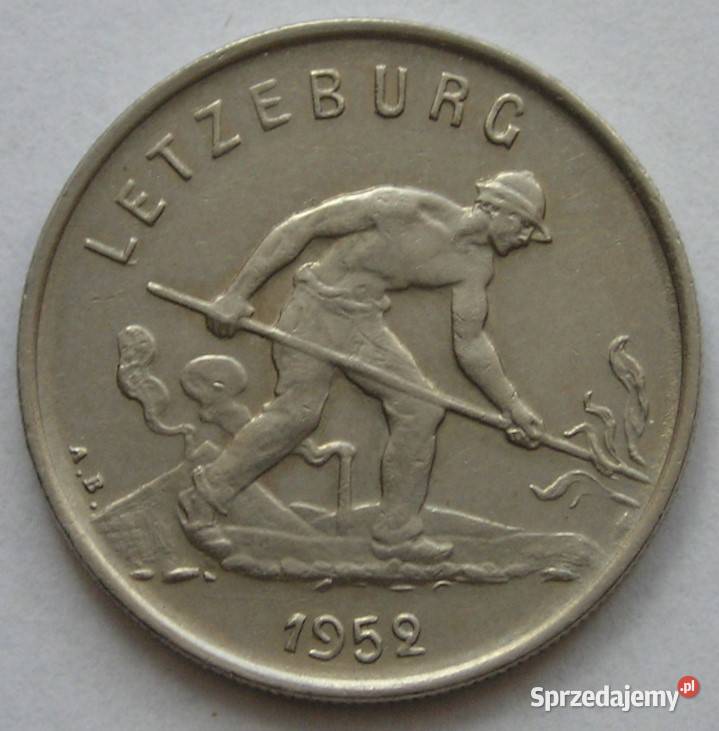 Luksemburg 1 frank 1952 hutnik stan 12 Łódź