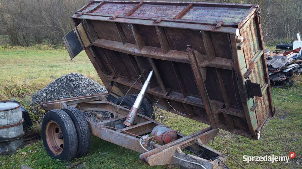 Przyczepa jednoosiowa JMT trzystronny Wywrot 5t nieuszkodzony Przyczepy rolnicze Mszana Dolna