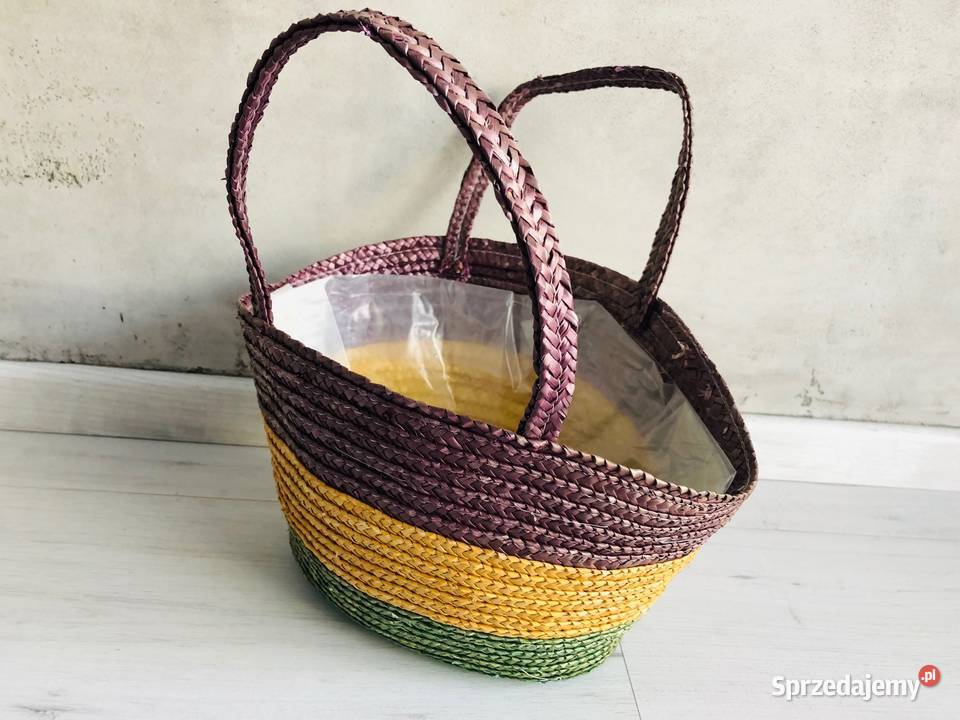 Koszyk torebka słomiana plecionka słomkowy wielokolorowy Łódź