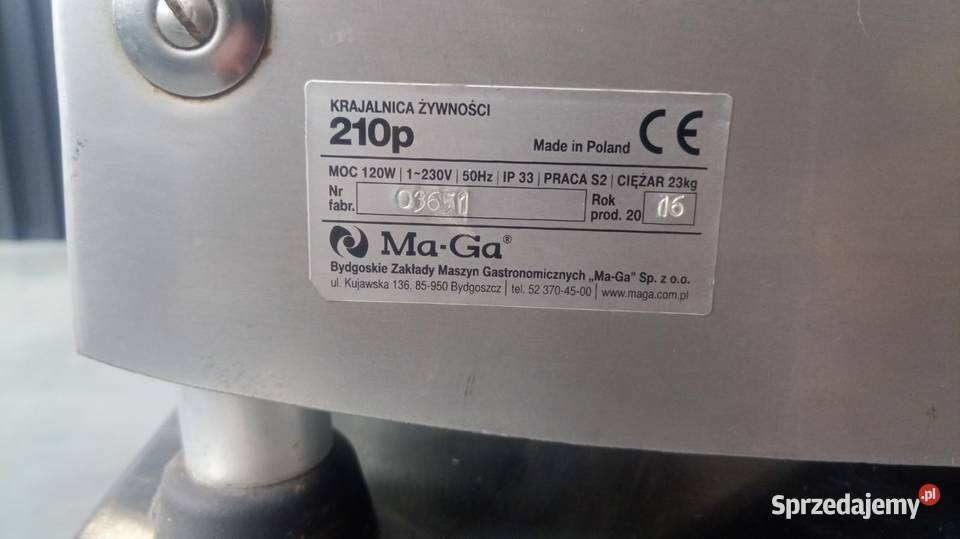 Krajalnica do wędlin MaGa 210p Gastronomia dolnośląskie Wrocław sprzedam