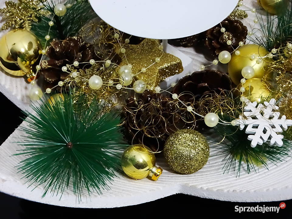 Świecznik świąteczny gwiazda z dekoracją zimową lubelskie Biłgoraj sprzedam