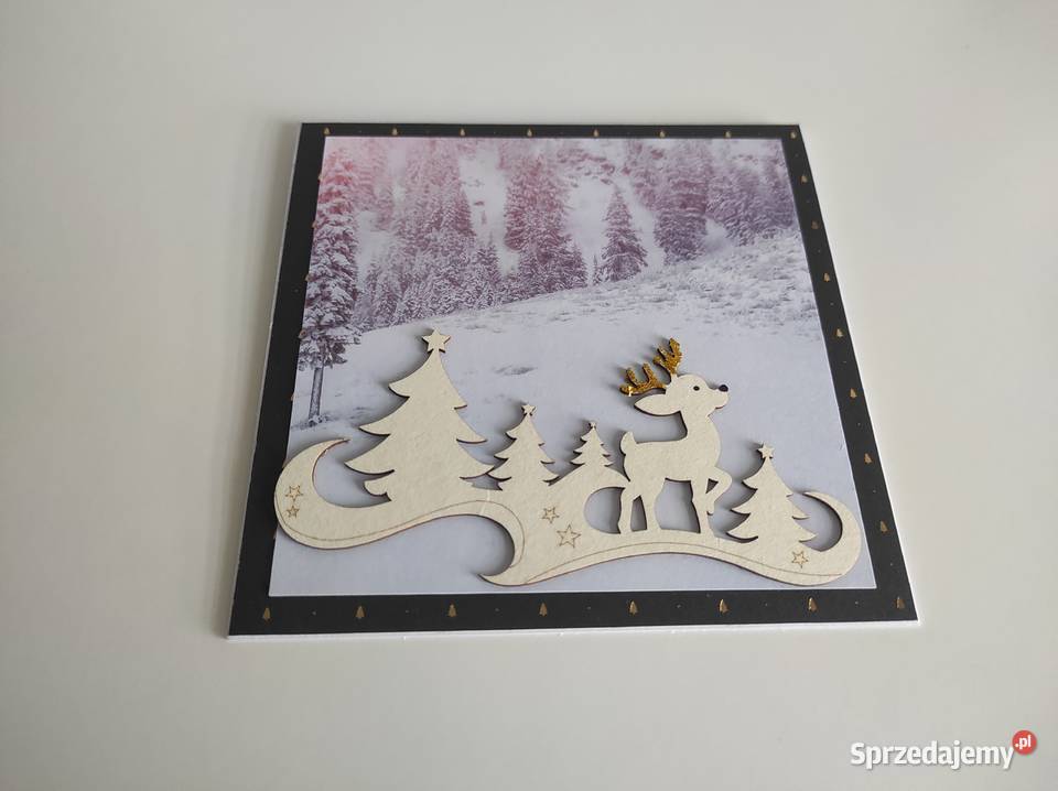 Kartka ręcznie robiona Boże Narodzenie renifer