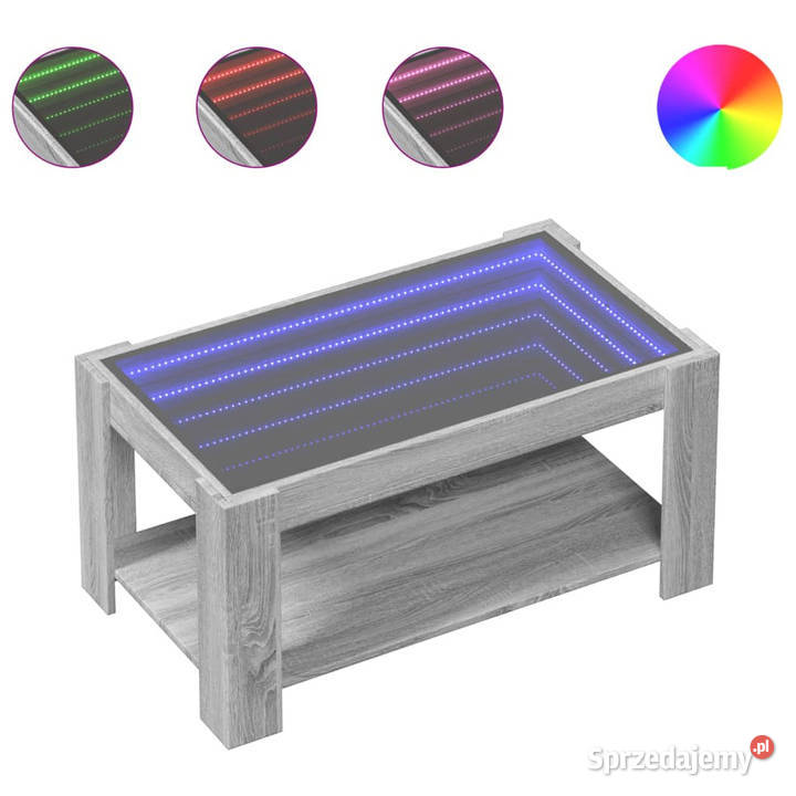 Stolik kawowy z LED szary dąb sonoma 93x53x45 mazowieckie Warszawa