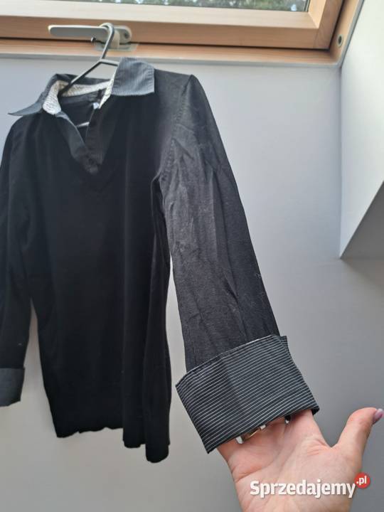 Klasyczna czarna bluzka z kołnierzykiem Next Trąbki Wielkie