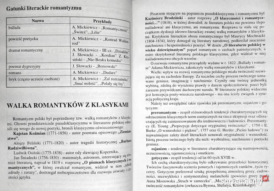 Ściąga Język polski 6 Romantyzm Tersa Bojczewska lubelskie Chełm