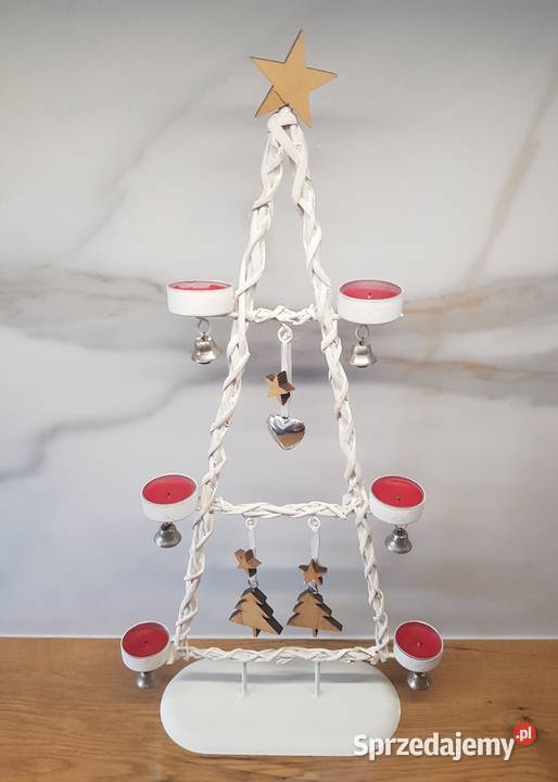 Świecznik Metalowy Choinka 6 świeczek biały Golina