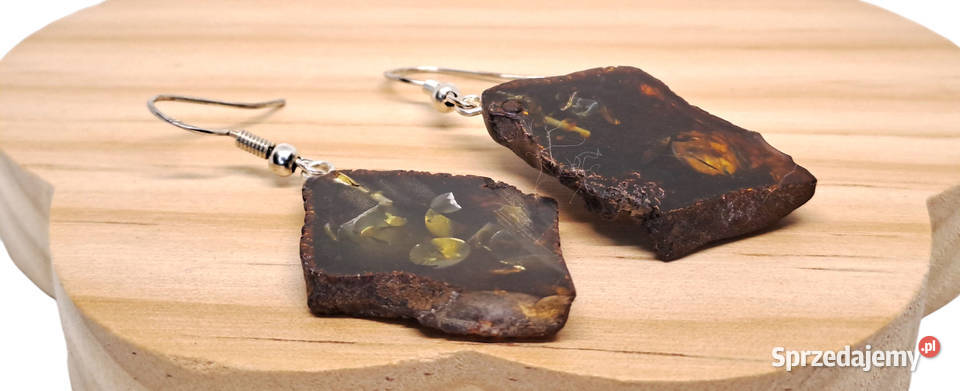 Kolczyki z BURSZTYNU bursztyn bałtycki plaster Warszawa