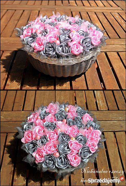 Kosz z kwiatami prezent jubileusz urodziny