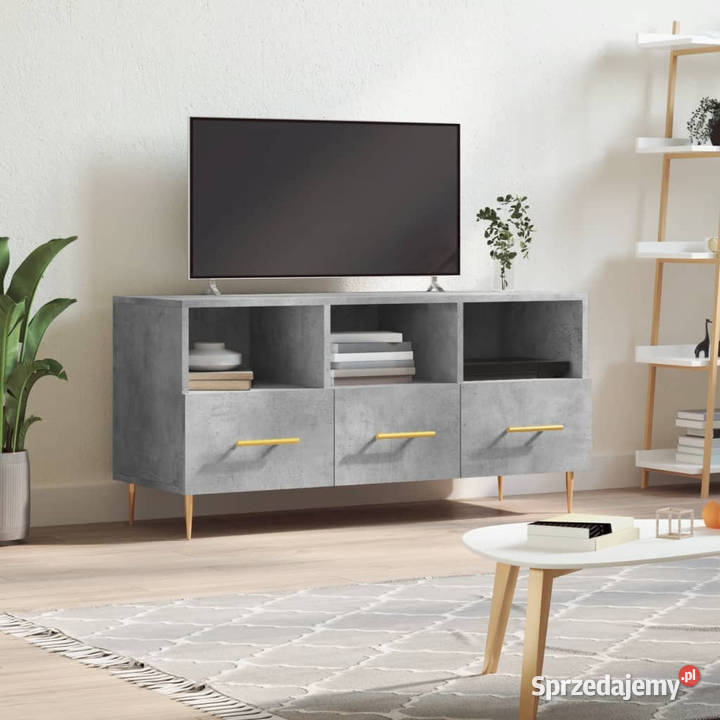 Szafka pod telewizor szarość betonu 102x36x50