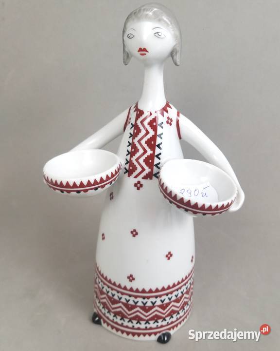 Look Kobieta z misami Mrta J Seregly Hollohaza Porcelana i szkło Bronisze