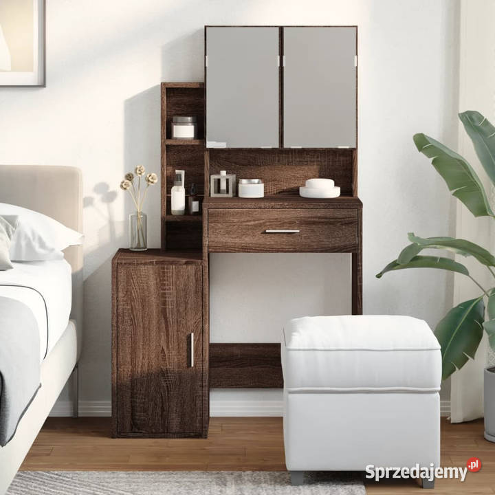 Toaletka z szafką brązowy dąb 80x35x132 WM848240 mazowieckie Warszawa