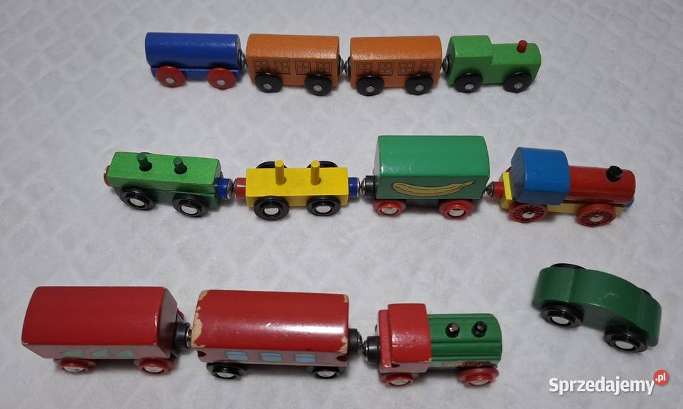 Pociąg ciuchcia wagony autko drewniane Kolejki i tory Czeladź
