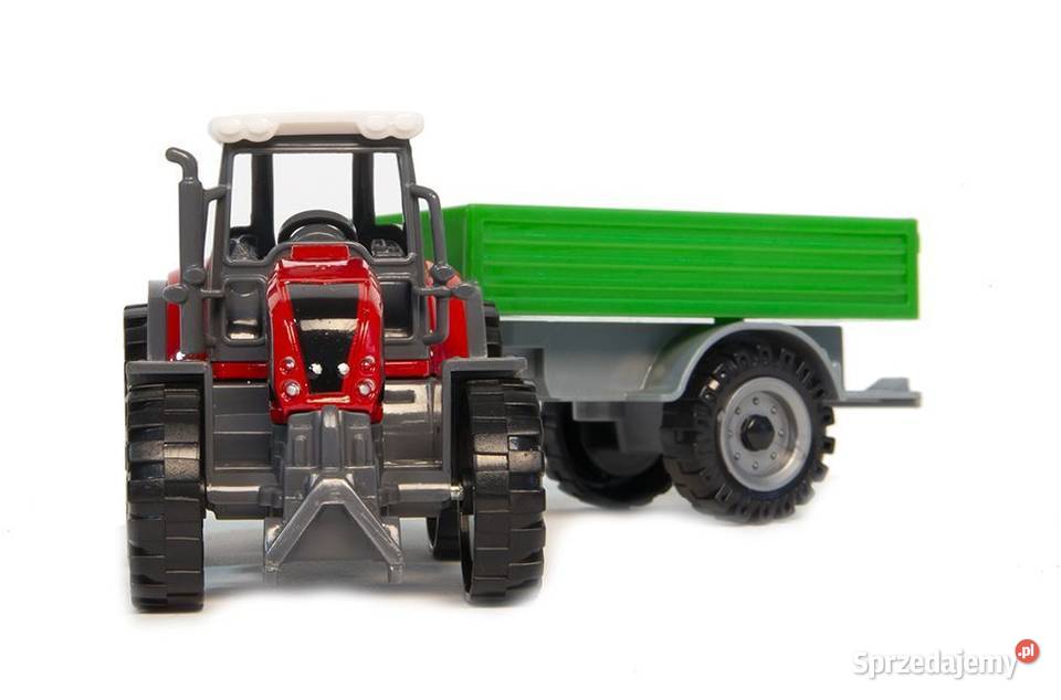 Traktor z przyczepą czerwony