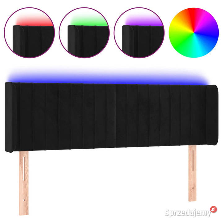 Zagłówek do łóżka z LED czarny 147x16x7888 mazowieckie Warszawa